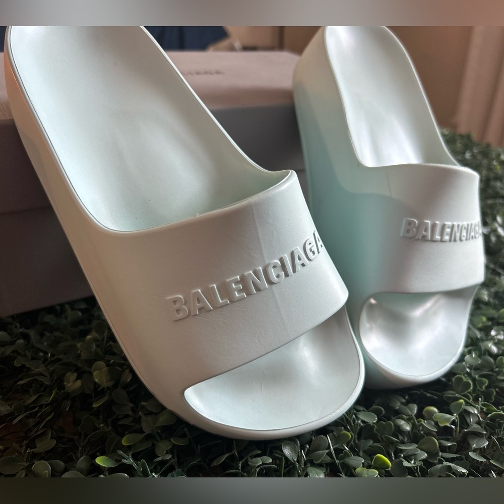 Authentic Balenciaga Slides. Aqua. Sz 39. Originally $450. Worn once.